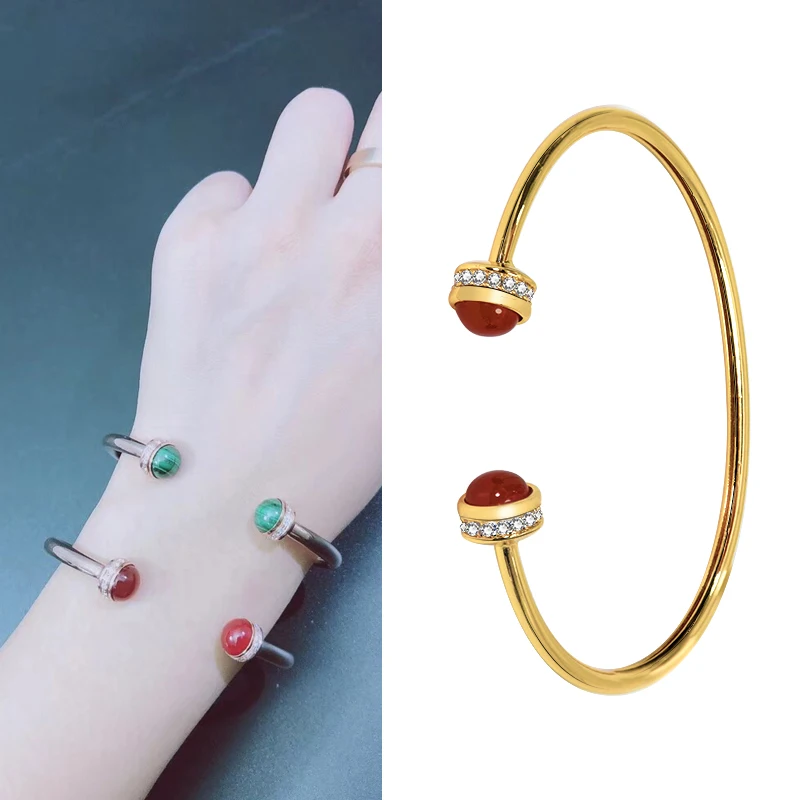 Luxury Brand Bracelet Zircon Bijouterie Dubai Natural Stone Copper Creative Red Fritillary Bangle Delicate Birthday Party Gift
Luxury Brand Bracelet Zircon Bijouterie Dubai Natural Stone Copper Creative Red Fritillary Bangle Delicate Birthday Party Gift