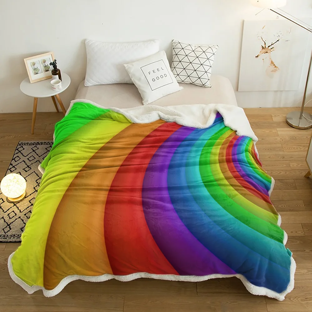 Rainbow Curved Color Winter Wool Plush Throw Blanket Adult Kid Thick Travel Office Sherpa Fleece Blankets Sofa Bed Bedspread
Rainbow Curved Color Winter Wool Plush Throw Blanket Adult Kid Thick Travel Office Sherpa Fleece Blankets Sofa Bed Bedspread
