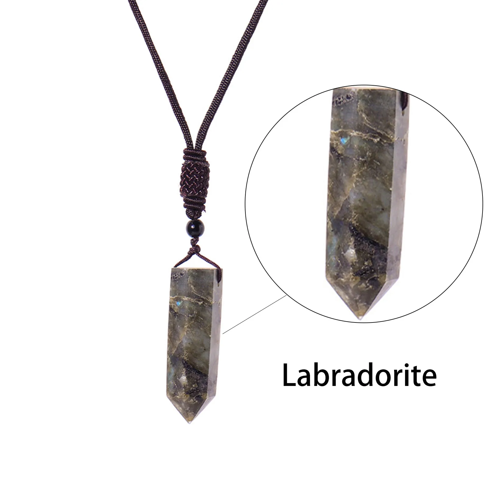 Point Pillar Bullet Hexagonal Column Pendant Necklace Natural Labradorite Stone Crystal Chakra Energy Stone Necklace For Women
Point Pillar Bullet Hexagonal Column Pendant Necklace Natural Labradorite Stone Crystal Chakra Energy Stone Necklace For Women