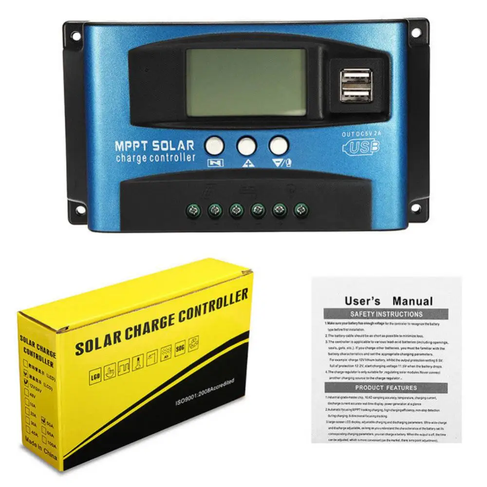 60A/50A/30A MPPT Solar Charge Controller Auto Focus Solar Controller Dual USB LCD Display 12V 24V Solar Panel Battery Regulator
60A/50A/30A MPPT Solar Charge Controller Auto Focus Solar Controller Dual USB LCD Display 12V 24V Solar Panel Battery Regulator