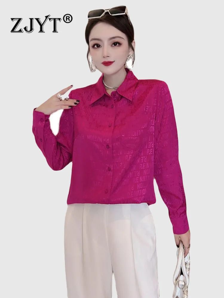 ZJYT Elegant Lady Jacquard Letters Blouse Women High Quality Spring Long Sleeve Turn Down Collar Office Shirt Female Blusas Tops
ZJYT Elegant Lady Jacquard Letters Blouse Women High Quality Spring Long Sleeve Turn Down Collar Office Shirt Female Blusas Tops
