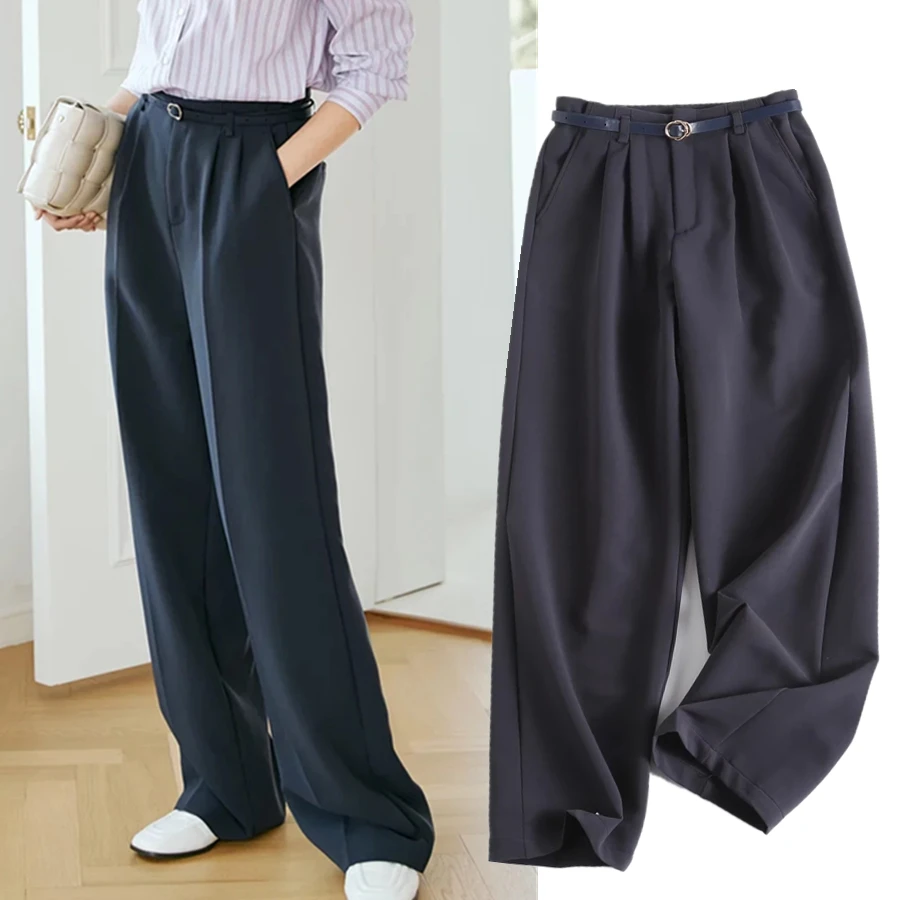 Elmsk England Style Office Lady High Waist Pleated Straight Suits Pants Fashion Loose Casual Trousers Women With Belt
Elmsk England Style Office Lady High Waist Pleated Straight Suits Pants Fashion Loose Casual Trousers Women With Belt