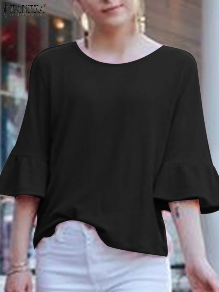 ZANZEA Fashion Ruffles Tops Woman Solid Color Blouse Summer O-Neck Short Sleeve Casual Shirt Female Elegant Office Chemise 2023
ZANZEA Fashion Ruffles Tops Woman Solid Color Blouse Summer O-Neck Short Sleeve Casual Shirt Female Elegant Office Chemise 2023