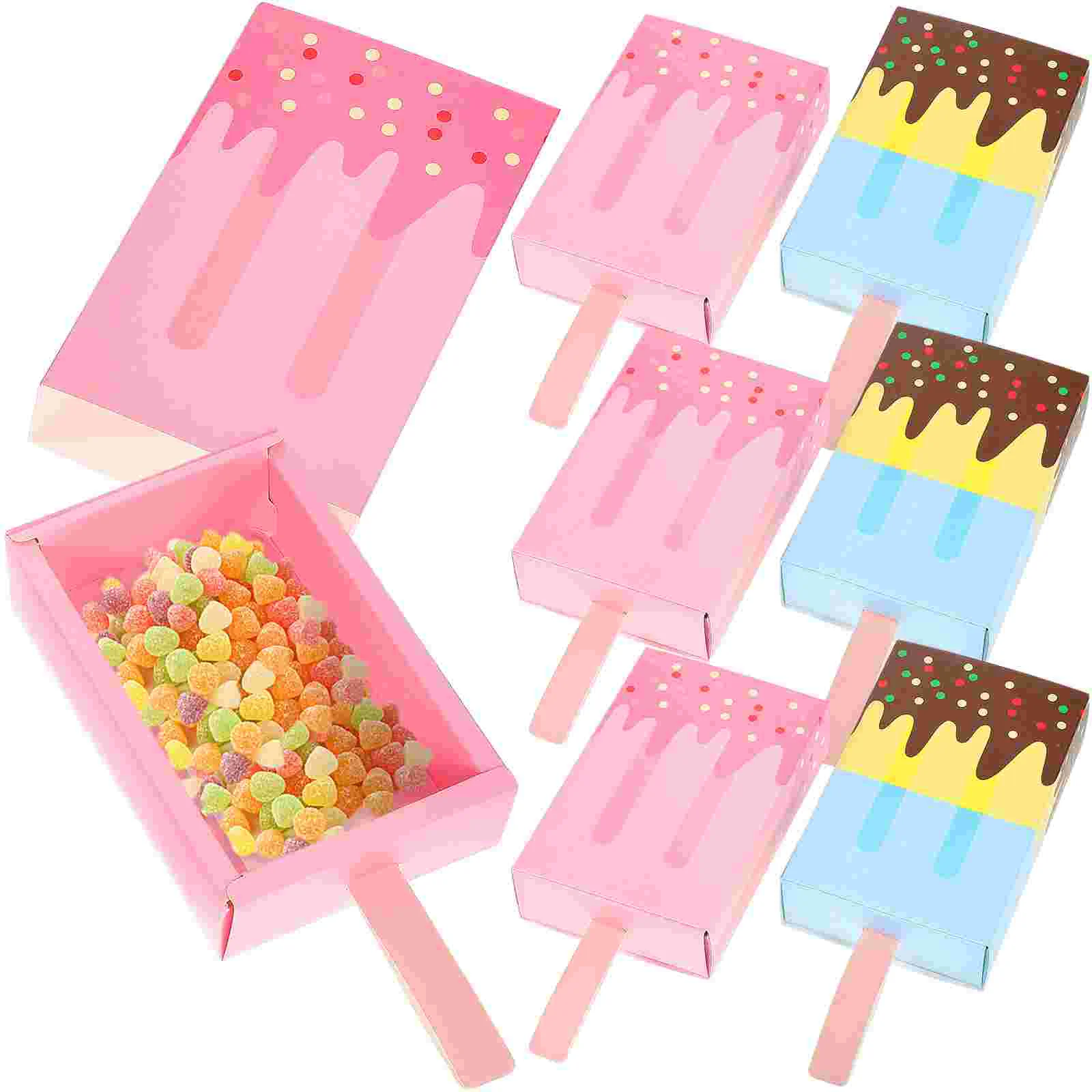 

20 Pcs Candy Boxes Creative Popsicle Shape Treat Boxes Birthday Theme Party Favor Supplies