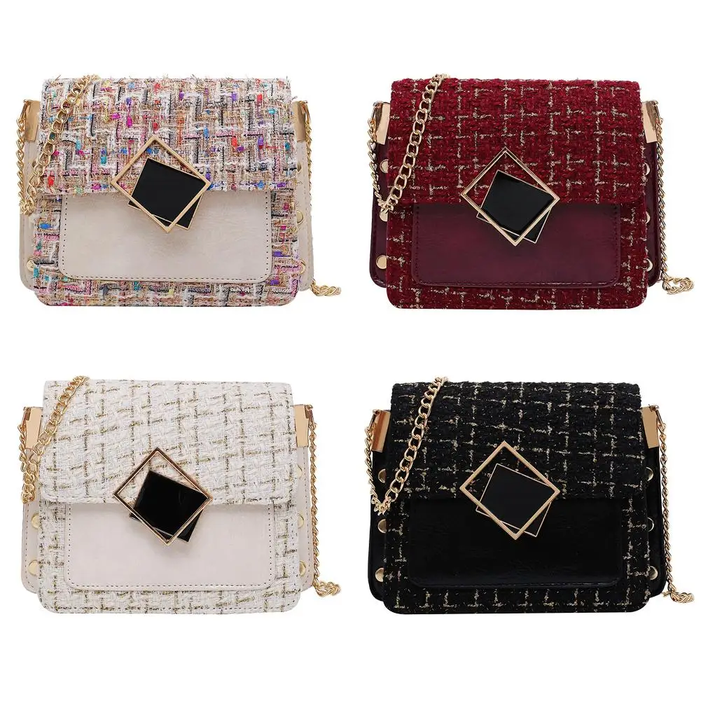 Hot Sale Handbags Wear-resistant Hit Color Women Messenger Shoulder Bag Woolen Leather Purse Fashion Classic Chain Handbag
Hot Sale Handbags Wear-resistant Hit Color Women Messenger Shoulder Bag Woolen Leather Purse Fashion Classic Chain Handbag