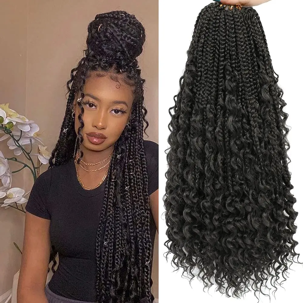 Synthetic Goddess Box Braids Crochet Hair Boho Crochet Braids Pre looped Crochet Hair Curly Bohomian Box Braids for Black Women
Synthetic Goddess Box Braids Crochet Hair Boho Crochet Braids Pre looped Crochet Hair Curly Bohomian Box Braids for Black Women