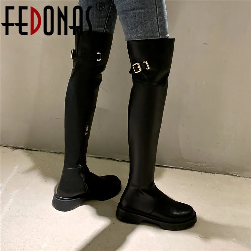 FEDONAS Fashion Concise Over-The-Knee Boots Genuine Leather Shoes Woman Autumn Winter Metal Buckle Casual Tight High Boots New 
FEDONAS Fashion Concise Over-The-Knee Boots Genuine Leather Shoes Woman Autumn Winter Metal Buckle Casual Tight High Boots New