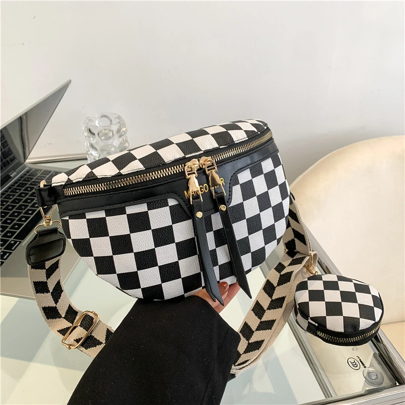 Plaid Women's Waist Bag Chest Bag PU Leather Fanny Pack 2Piece Messenger Shoulder Bag Luxury Designer Handbags Female Belt Bag 
Plaid Women's Waist Bag Chest Bag PU Leather Fanny Pack 2Piece Messenger Shoulder Bag Luxury Designer Handbags Female Belt Bag