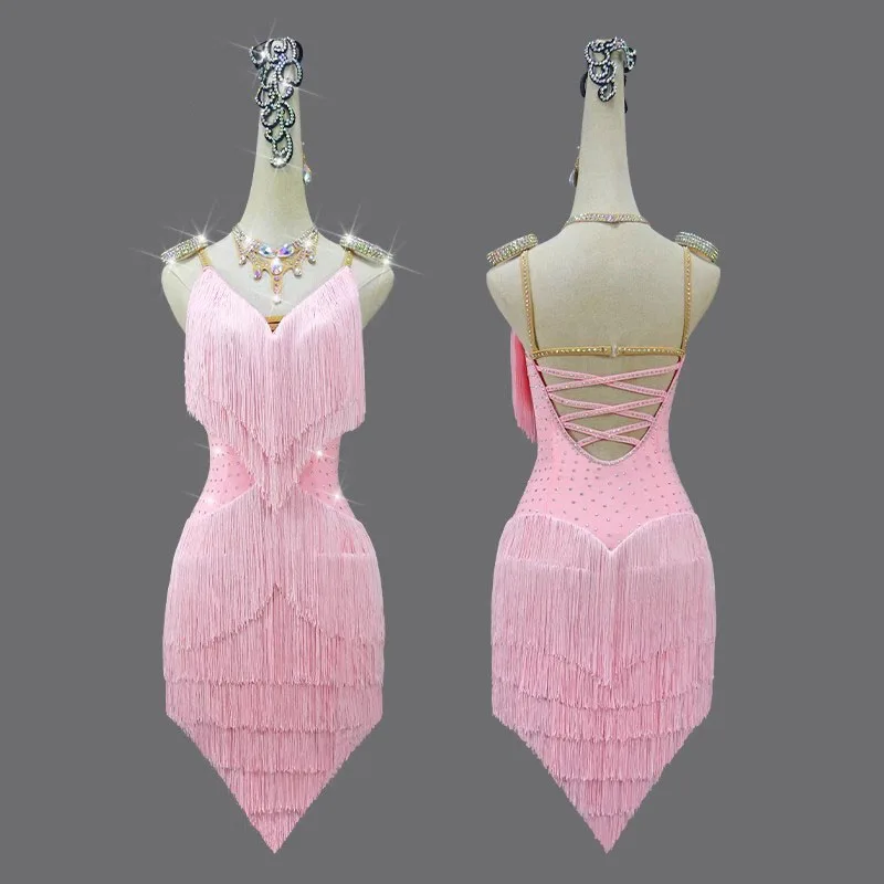 Pink Professional Latin Dance Competition Costume Adult Women Ballroom Fringe Dress Practice Wear Line Suit Female Clothes Girls
Pink Professional Latin Dance Competition Costume Adult Women Ballroom Fringe Dress Practice Wear Line Suit Female Clothes Girls