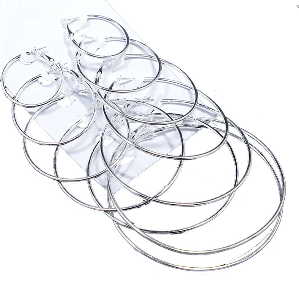 6 Pairs Large-size Steampunk Gold/Silver Color Large Earrings Simple Style Hoop Earrings
6 Pairs Large-size Steampunk Gold/Silver Color Large Earrings Simple Style Hoop Earrings