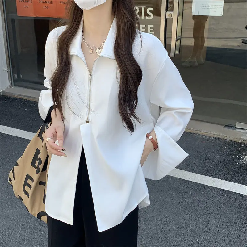 ZCSMLL Korean Fashion 2022 Spring Summer Long Sleeve Solid Color Turn-down Collar Women Shirt Casual Loose White Shirt
ZCSMLL Korean Fashion 2022 Spring Summer Long Sleeve Solid Color Turn-down Collar Women Shirt Casual Loose White Shirt