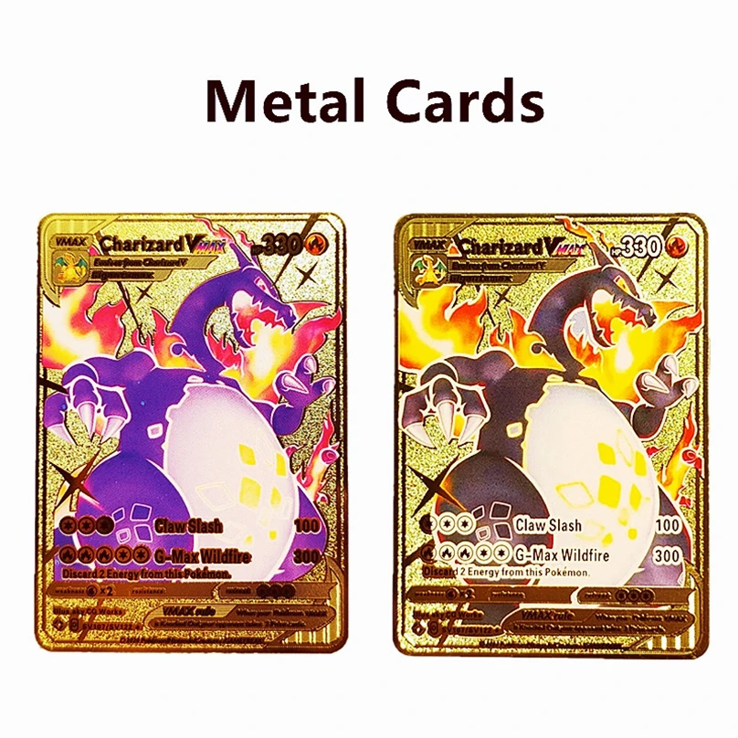 Pokemon Vmax Cards Pikachu Mewtwo Charizard Pokemon Hard Iron Card Gold Metal Letters Trading Cards Game Collection Card Toys
Pokemon Vmax Cards Pikachu Mewtwo Charizard Pokemon Hard Iron Card Gold Metal Letters Trading Cards Game Collection Card Toys