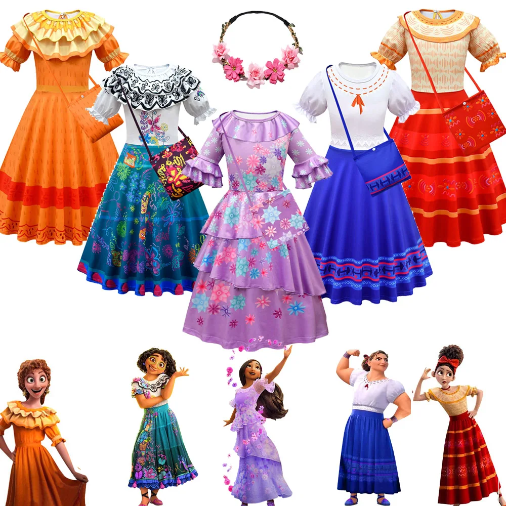 Encanto Mirabel Isabela Pepa Lusia Cosplay Costumes Fancy Princess Dresses Children Birthday Carnival Party Clothing Bag Wreath
Encanto Mirabel Isabela Pepa Lusia Cosplay Costumes Fancy Princess Dresses Children Birthday Carnival Party Clothing Bag Wreath