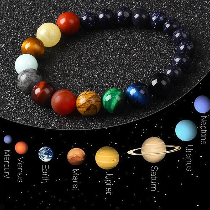 

2023 Universe Solar System Bracelet Women New Natural Stone Eight Planets Bracelet Men Best Friends Gift Universe Couple Jewelry