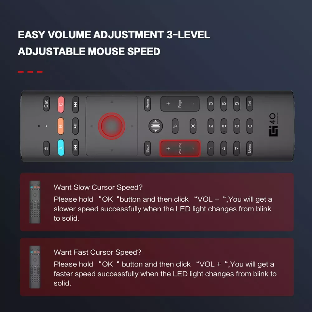 G40S Electronic Smart Home Accessories 2.4G Wireless Air Mouse 34 Keys 6-Axis Gyro Voice Remote Control for PC STB
G40S Electronic Smart Home Accessories 2.4G Wireless Air Mouse 34 Keys 6-Axis Gyro Voice Remote Control for PC STB