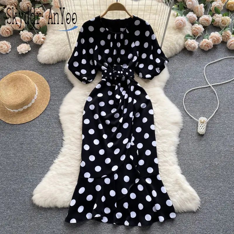 Женское длинное платье в горошек, элегантное облегающее платье миди с коротким рукавом и круглым вырезом, лето 2022
Женское длинное платье в горошек, элегантное облегающее платье миди с коротким рукавом и круглым вырезом, лето 2022