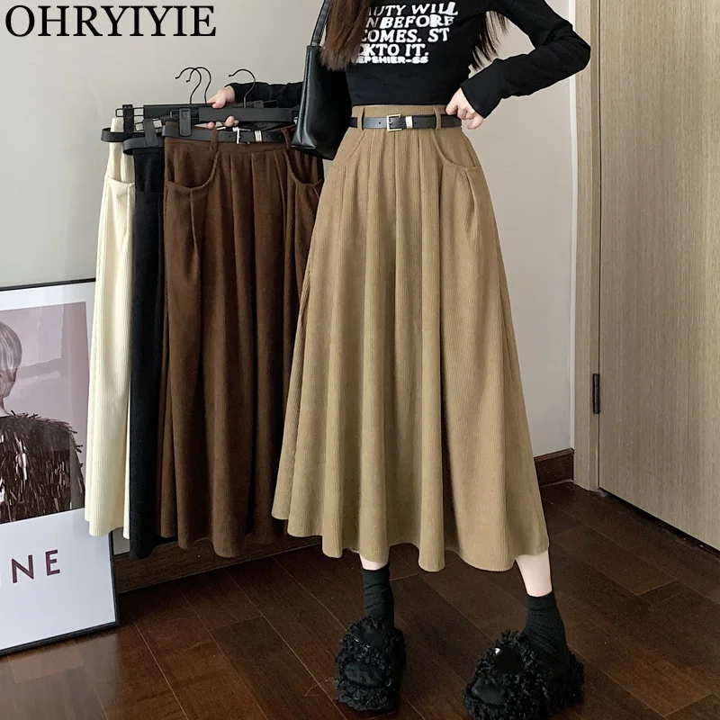 Винтажная коричневая плиссированная юбка OHRYIYIE с высокой талией, Женская корейская модная длинная юбка в студенческом стиле, женские зимние повседневные трапециевидные юбки
Винтажная коричневая плиссированная юбка OHRYIYIE с высокой талией, Женская корейская модная длинная юбка в студенческом стиле, женские зимние повседневные трапециевидные юбки