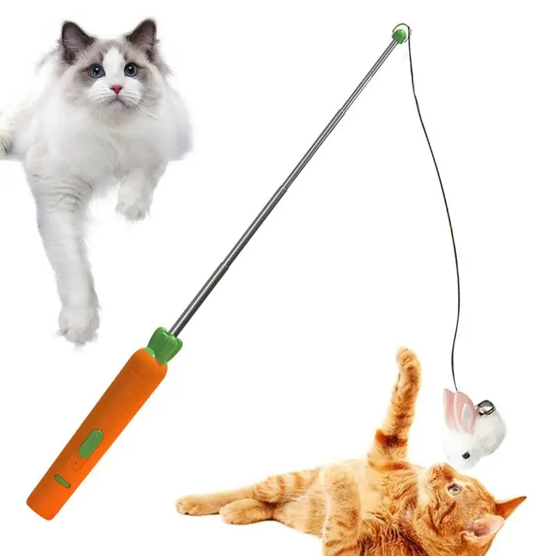 

Cat Wand Toy Cat Fishing Pole Kitten Retractable Wands With Bunny And Bell Interactive Cat Teaser For Pet Kittens Cats Exercise
