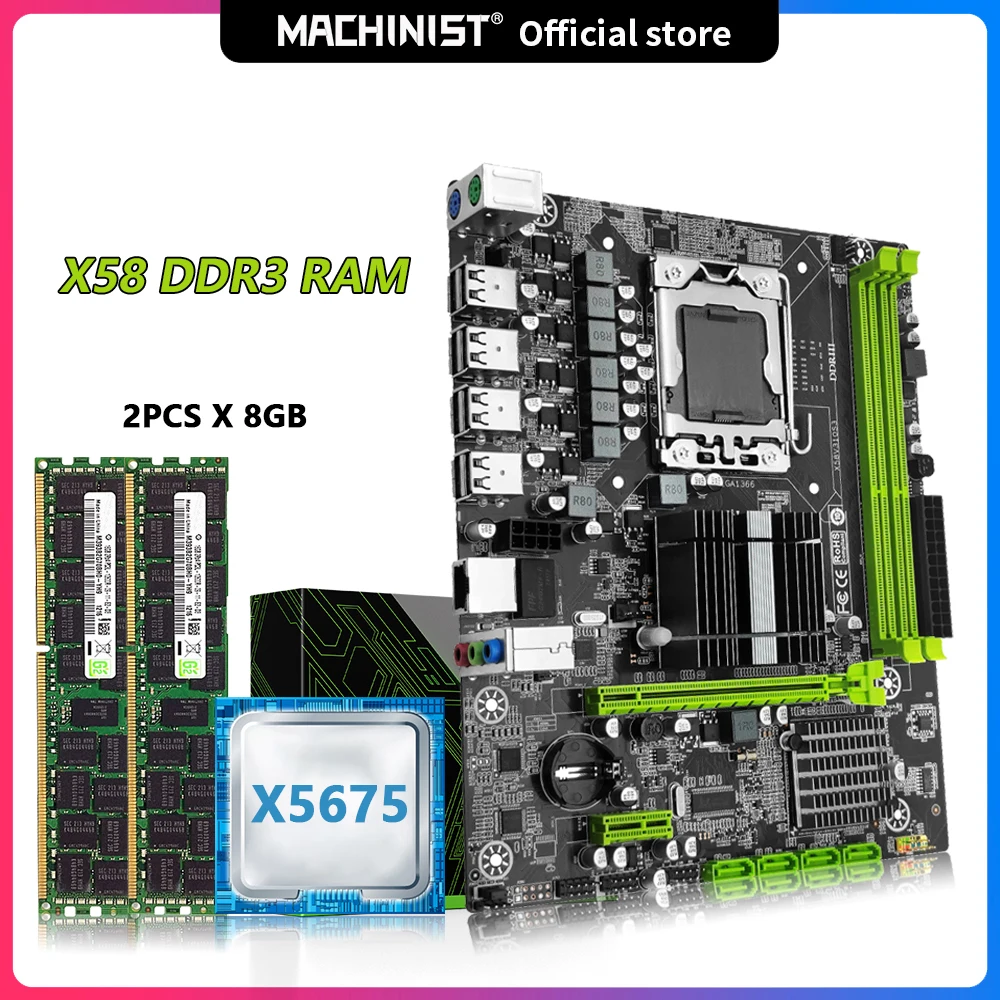 Machinist X58 Motherboard Combo With Intel Xeon X5675 CPU Processor and DDR3 16GB(2pcs*8G)Memory RAM LGA 1366 Set Kit X58 V301s3
Machinist X58 Motherboard Combo With Intel Xeon X5675 CPU Processor and DDR3 16GB(2pcs*8G)Memory RAM LGA 1366 Set Kit X58 V301s3