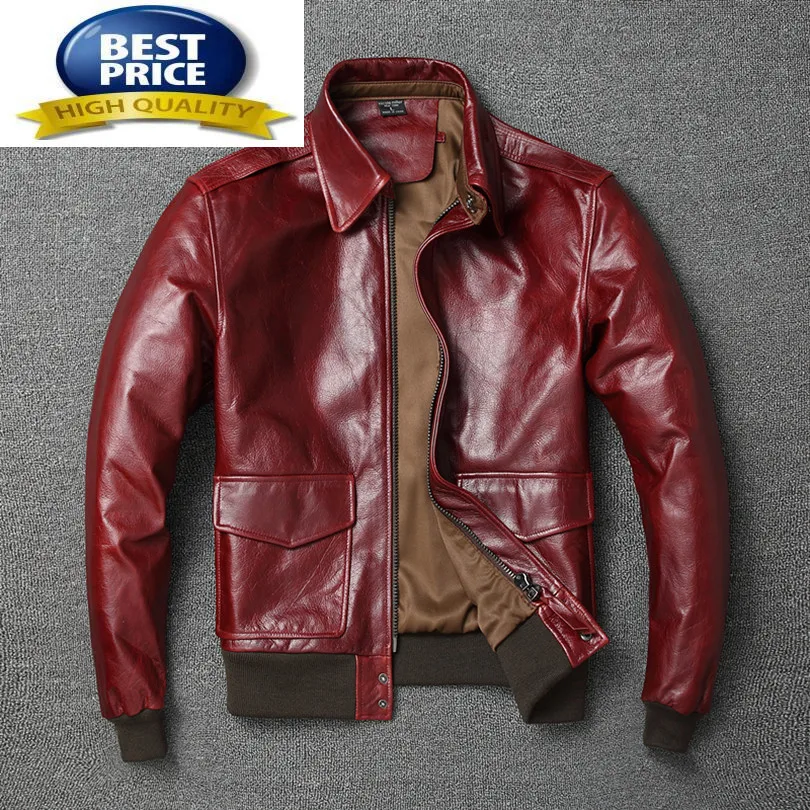 

Leather 100% Genuine Jacket Vintage Cowhide Coat Autumn Mens Air Force Flight Suit Motorcycle Jacket Chaquetas Hombre FCY