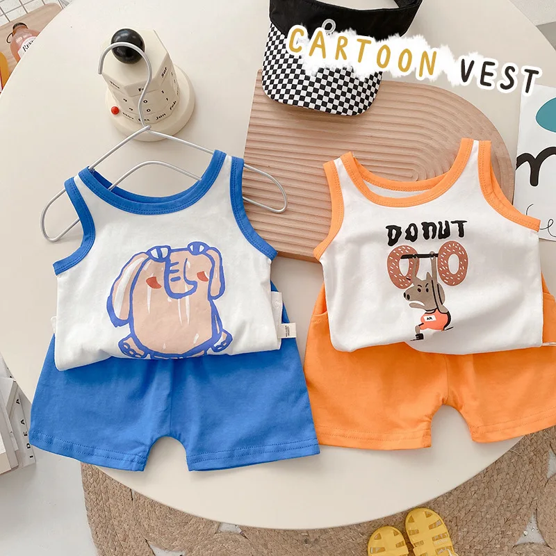 2pcs Summer Baby Boys Vest Sets Toddler Kids Cartoon Print Sleeveless T Shirt + Shorts Pure Cotton Casual Children Clothes
2pcs Summer Baby Boys Vest Sets Toddler Kids Cartoon Print Sleeveless T Shirt + Shorts Pure Cotton Casual Children Clothes
