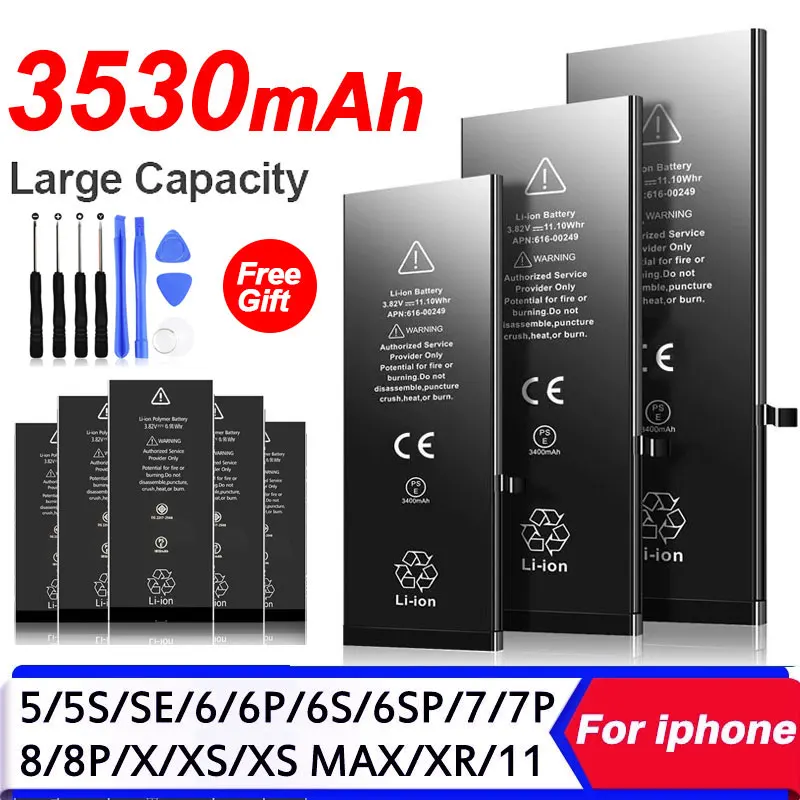 Brand New High Capacity Phone Battery For Apple 5 S SE 6 S 7 8 Plus 10 X Xr Xs Max Replacement Batteries For IPhone 6S 7 8 Plus
Brand New High Capacity Phone Battery For Apple 5 S SE 6 S 7 8 Plus 10 X Xr Xs Max Replacement Batteries For IPhone 6S 7 8 Plus