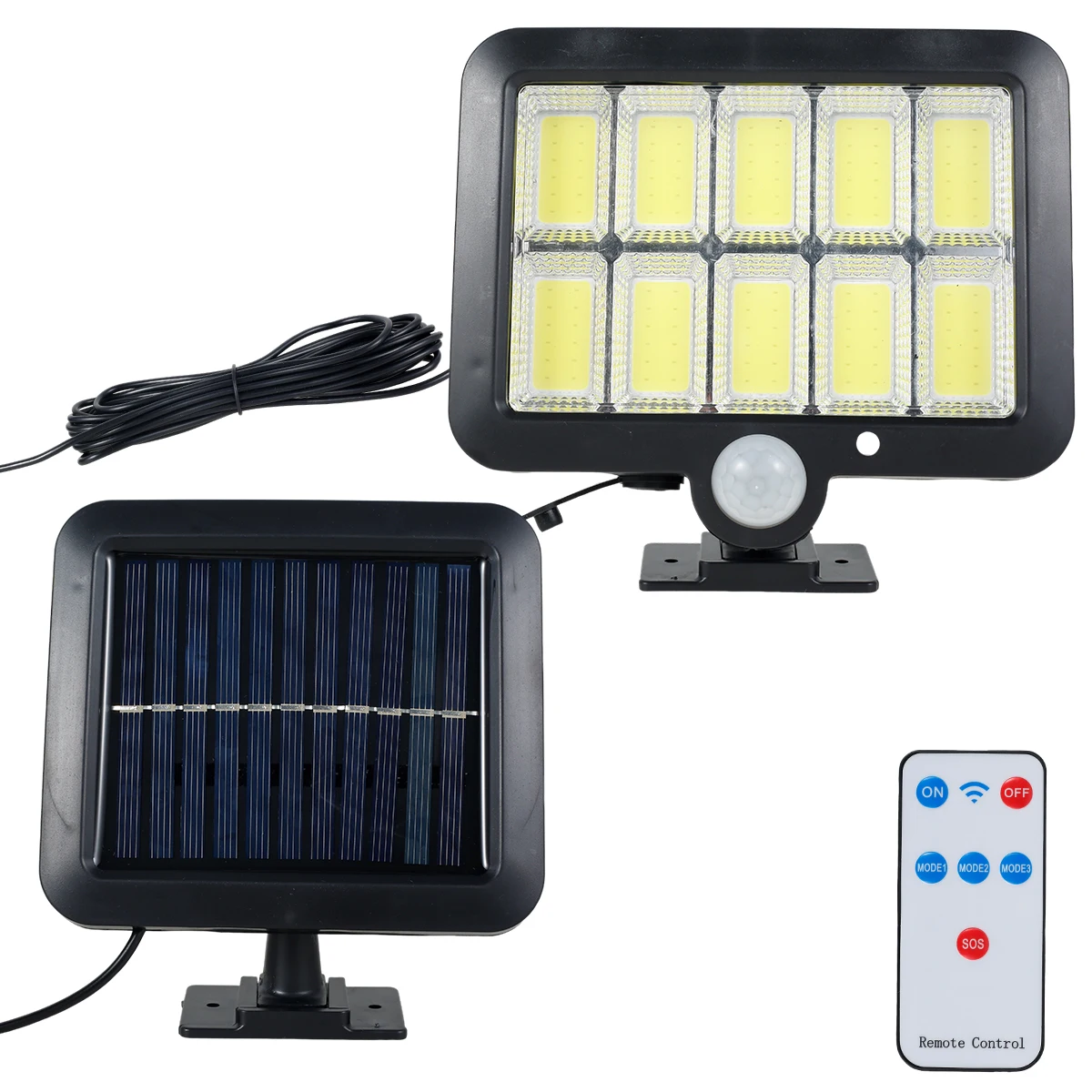 Solar Wall Light Motion Sensor Solar Security Light with 3 Lighting Modes 16.4ft Cable 120 COB Solar Flood Lights IP65
Solar Wall Light Motion Sensor Solar Security Light with 3 Lighting Modes 16.4ft Cable 120 COB Solar Flood Lights IP65