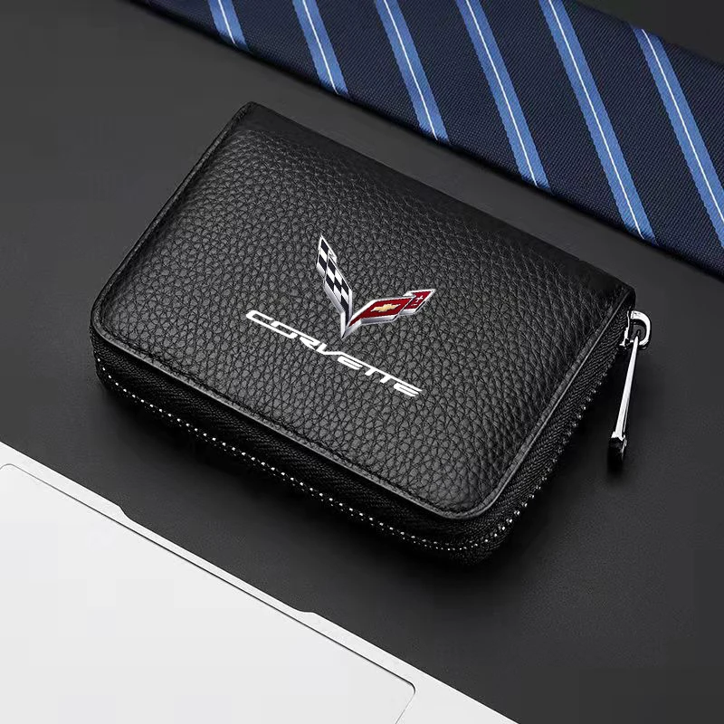 

For Corvette C1 C2 C3 C4 C5 C5 C6 C7 C6-R C8 Credit Card Driver's License Business Card Holder Genuine Leather Wallet