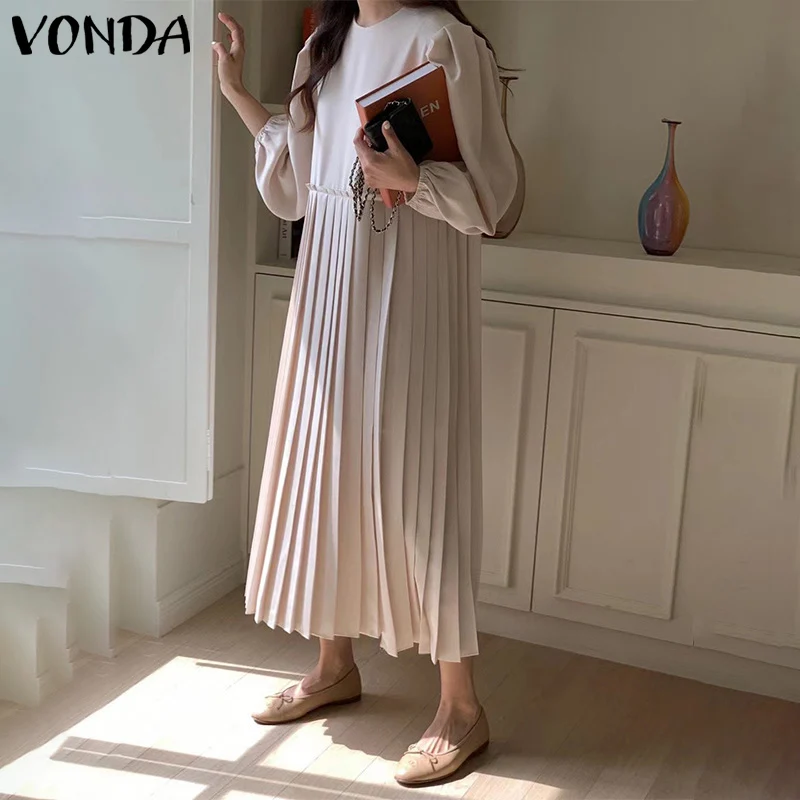 Длинное платье-макси VONDA 2022, Женские винтажные однотонные плиссированные платья с рукавами-фонариками, повседневные платья, женские халаты,...
Длинное платье-макси VONDA 2022, Женские винтажные однотонные плиссированные платья с рукавами-фонариками, повседневные платья, женские халаты,...
