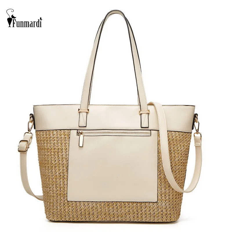 FUNMARDI Large Capacity Tote Bags For Women Shoulder Bags Straw Woven Beach Bags Female PU Leather Patchwork Handbags WLHB2750
FUNMARDI Large Capacity Tote Bags For Women Shoulder Bags Straw Woven Beach Bags Female PU Leather Patchwork Handbags WLHB2750