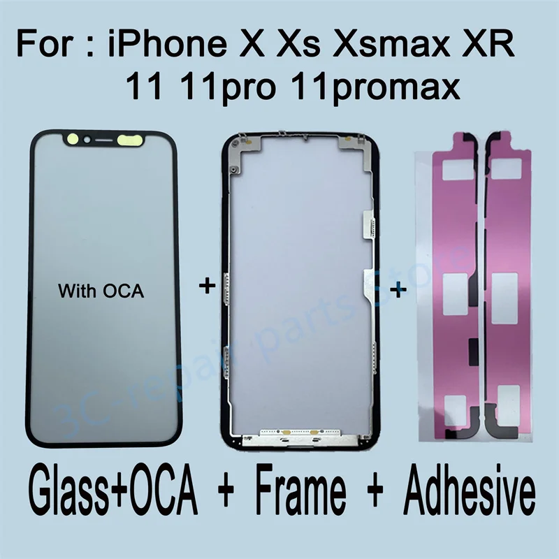 1 компл. Внешнее стекло для переднего экрана OCA рамка ободок iPhone X XS Max Xr ЖК Внешний