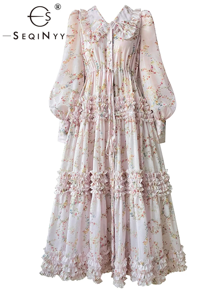 SEQINYY Loose Sweet Dress Summer Spring New Fashion Design Women Runway High Street Vintage Flowers Print Ruffles Midi Casual
SEQINYY Loose Sweet Dress Summer Spring New Fashion Design Women Runway High Street Vintage Flowers Print Ruffles Midi Casual