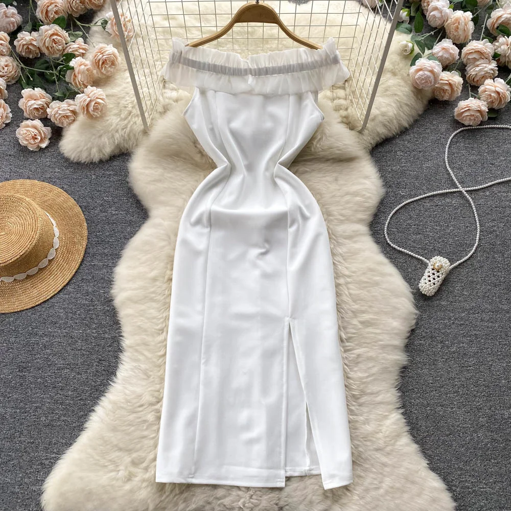 Evening Party Dress White Chic Evening Dress Women Light Luxury Banquet Off-shoulder Dress Ladies Waist Close Slit Formal Dress
Evening Party Dress White Chic Evening Dress Women Light Luxury Banquet Off-shoulder Dress Ladies Waist Close Slit Formal Dress