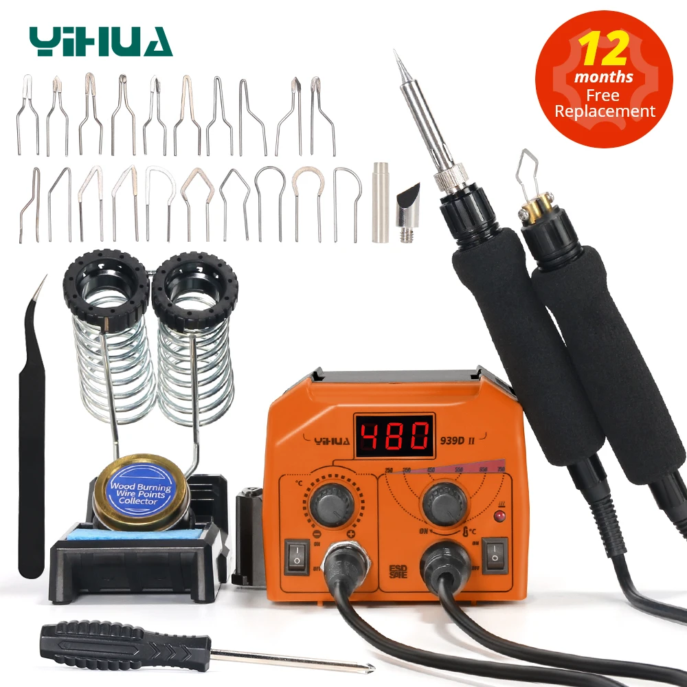 YIHUA 939DII Adjust Temperature Electric Soldering Iron Station 250~750℃ Dual Carving Pyrography Pen Wood Embossing Burning Tool
YIHUA 939DII Adjust Temperature Electric Soldering Iron Station 250~750℃ Dual Carving Pyrography Pen Wood Embossing Burning Tool
