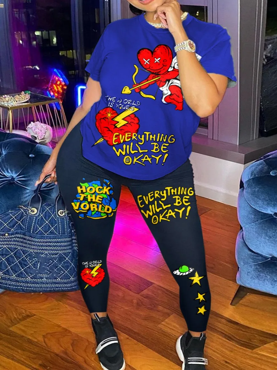 LW Plus Size Cartoon Star Letter Print Pants Set Women Tracksuit short Sleeve + Skinny Pants Suit Y2K 2 Piece Sets Womens Outfit
LW Plus Size Cartoon Star Letter Print Pants Set Women Tracksuit short Sleeve + Skinny Pants Suit Y2K 2 Piece Sets Womens Outfit