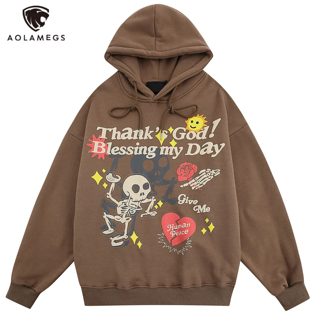Aolamegs Men's Streetwear Fleece Hoodie Letter Skull Print Retro Hip Hop Washed Long Sleeves Pullover Fall Casual Harajuku Tops
Aolamegs Men's Streetwear Fleece Hoodie Letter Skull Print Retro Hip Hop Washed Long Sleeves Pullover Fall Casual Harajuku Tops