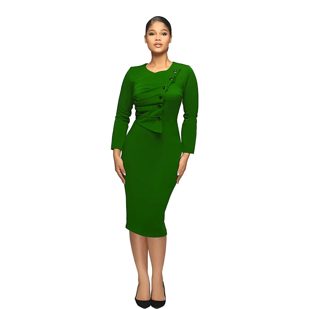 Платье женское в африканском стиле, с длинным рукавом и круглым вырезом, полиэстеровое платье до колен, одежда в африканском стиле, весна-осень