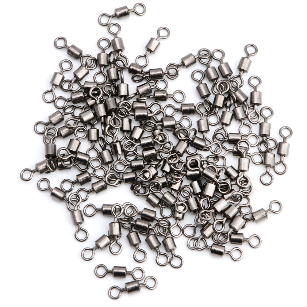 

652D 100PCS Fishing Barrel Bearing Rolling Swivel Solid Ring Lures Connector Hot