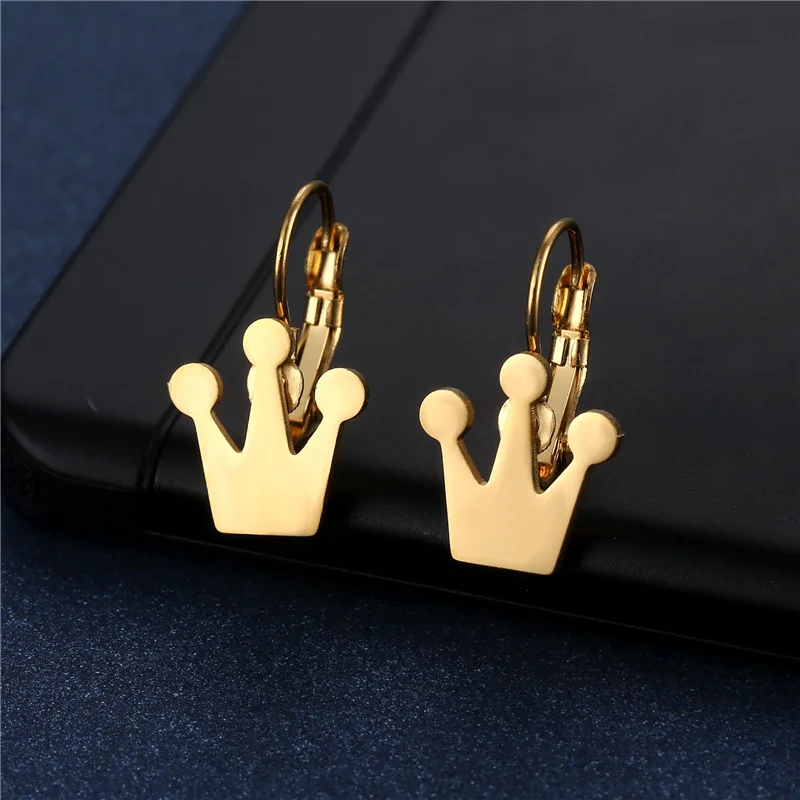 Stainless Steel Stud Earring For Women Man Cartoon Crown Gold Color Lover's Engagement Jewelry Drop Shipping
Stainless Steel Stud Earring For Women Man Cartoon Crown Gold Color Lover's Engagement Jewelry Drop Shipping