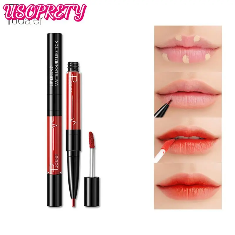 

Pudaier 2 In 1 Velvet Lip Liner Pencil 16-Color Matte Lip Liner Set Lip Tint Makeup Waterproof Liquid Lip Cosmetic Makeup TSLM1