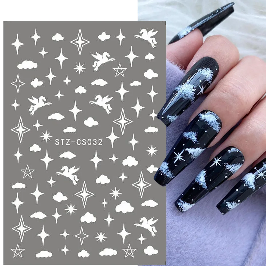 

10Sheet 3D Adhesive Eyes Nail Art Stickers Love Moon stickers for nails stars many colors flames assorted stickers decals