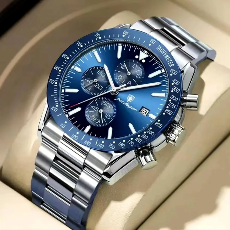 New Men's Watch Multifunctional Steel Band Quartz Watch Hot Selling Advanced Graduation Gift Watch
New Men's Watch Multifunctional Steel Band Quartz Watch Hot Selling Advanced Graduation Gift Watch