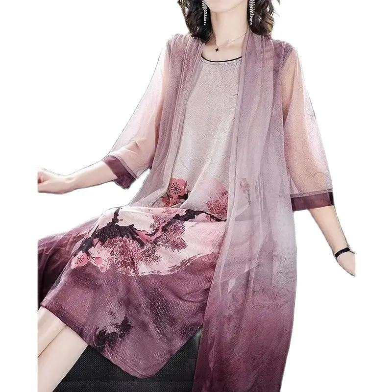 2022 Summer New Temperament Fashion Dress Fake Two-Piece Mom Dress Korean Version Loose Thin Cover Belly Printed Skirt Women
2022 Summer New Temperament Fashion Dress Fake Two-Piece Mom Dress Korean Version Loose Thin Cover Belly Printed Skirt Women