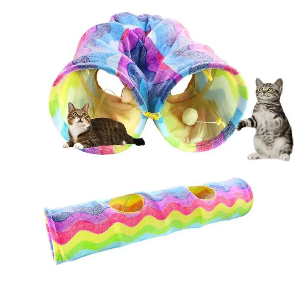 YOUZI Cat Long Straight Plush Tunnel Toy With Ball Foldable Scratch-resistant Hideout Tunnel Pet Supplies (Rainbow Wave)
YOUZI Cat Long Straight Plush Tunnel Toy With Ball Foldable Scratch-resistant Hideout Tunnel Pet Supplies (Rainbow Wave)