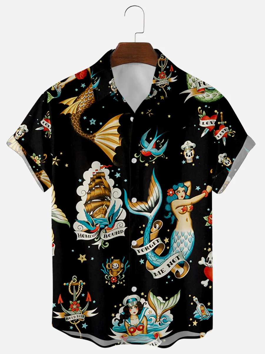 2022 New Fashion Men Women Hawaiian Shirts Mermaid Skull Print Single Button Beach Shirts Fashion
2022 New Fashion Men Women Hawaiian Shirts Mermaid Skull Print Single Button Beach Shirts Fashion