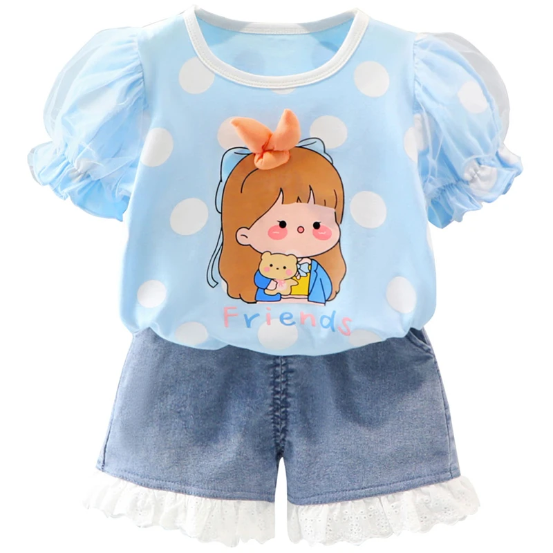 2022 Summer Girl Clothing Sets Baby Tracksuit Children Casual Clothes Short Sleeve Cartoon T Shirt Denim Shorts Kids Outfits
2022 Summer Girl Clothing Sets Baby Tracksuit Children Casual Clothes Short Sleeve Cartoon T Shirt Denim Shorts Kids Outfits