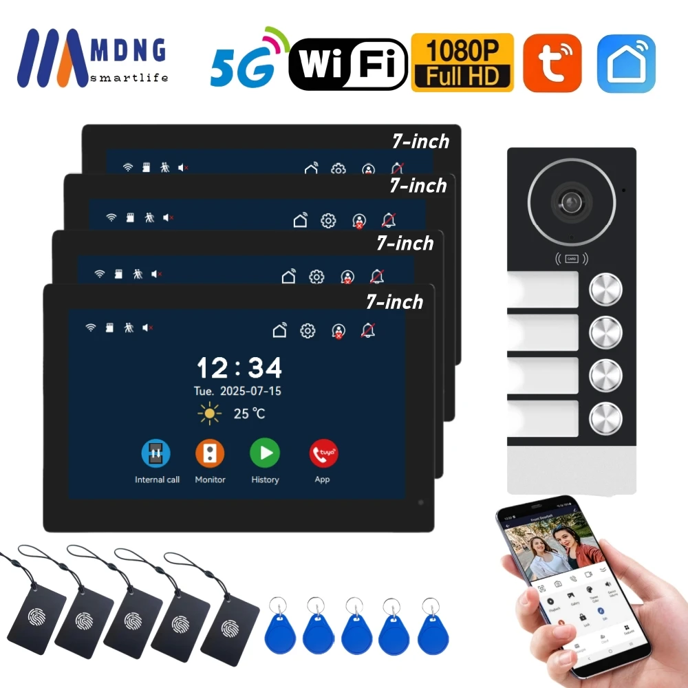 Видеодомофон MDNG 7 дюймов Tuya Smart 1080P беспроводной
Видеодомофон MDNG 7 дюймов Tuya Smart 1080P беспроводной