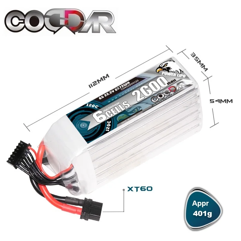 CODDAR 6S 22.2V 2600mAh Lipo Battery 120C With XT60 XT30 For Helicopter Quadcopter FPV Racing Drone RC Racer High Rate Battery
CODDAR 6S 22.2V 2600mAh Lipo Battery 120C With XT60 XT30 For Helicopter Quadcopter FPV Racing Drone RC Racer High Rate Battery