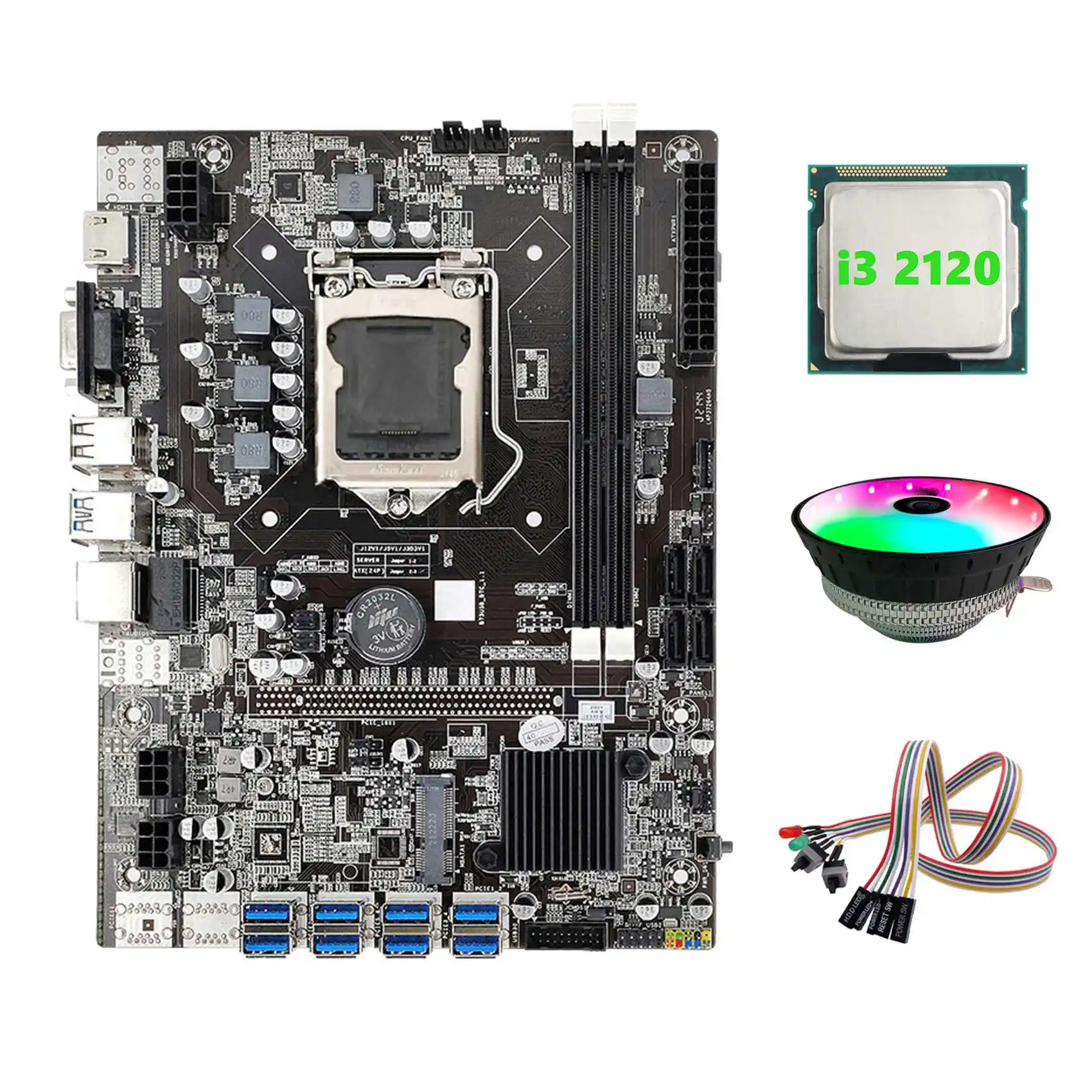 Материнская плата B75 ETH 8XPCIE к USB + I3 2120 ЦПУ + двойной кабель переключения светильник кой + RGB вентилятор LGA1155 B75 материнская плата для майнинга
Материнская плата B75 ETH 8XPCIE к USB + I3 2120 ЦПУ + двойной кабель переключения светильник кой + RGB вентилятор LGA1155 B75 материнская плата для майнинга