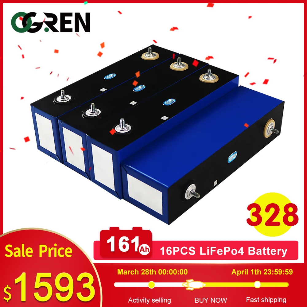 16PCS 3.2V 161AH Lifepo4 Rechargeable Battery Pack Grade A High Capacity Deep Cell for DIY Inverter Vehicle RV EU US Tax Free
16PCS 3.2V 161AH Lifepo4 Rechargeable Battery Pack Grade A High Capacity Deep Cell for DIY Inverter Vehicle RV EU US Tax Free